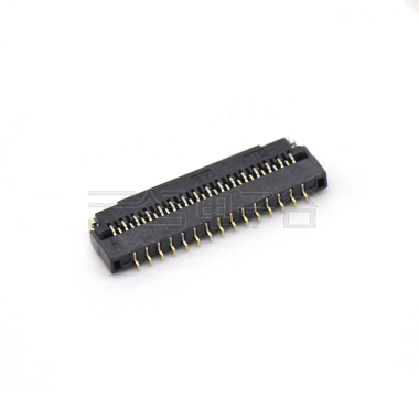 Pitch 0.30mm 90°H1.00mm 卧式下接前掀盖 SMT型 FPC 31pin 黑色 镀半金1u"，其它区域镀镍